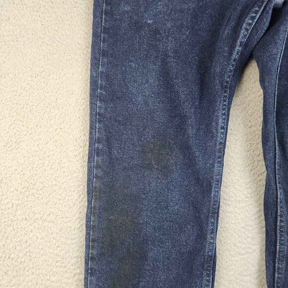 Wrangler Jeans Mens 34x32 Blue Slim Fit Straight Leg Dark Wash Cowboy Workwear - Picture 11 of 12